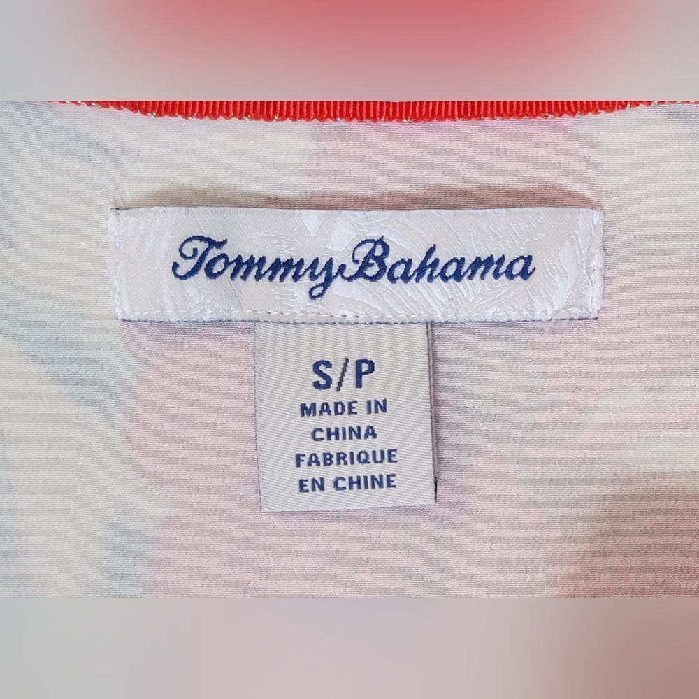 Tommy Bahama Baroque Blooms 100% Silk Button Down Womens S Pink Green Tropical - Picture 7 of 12
